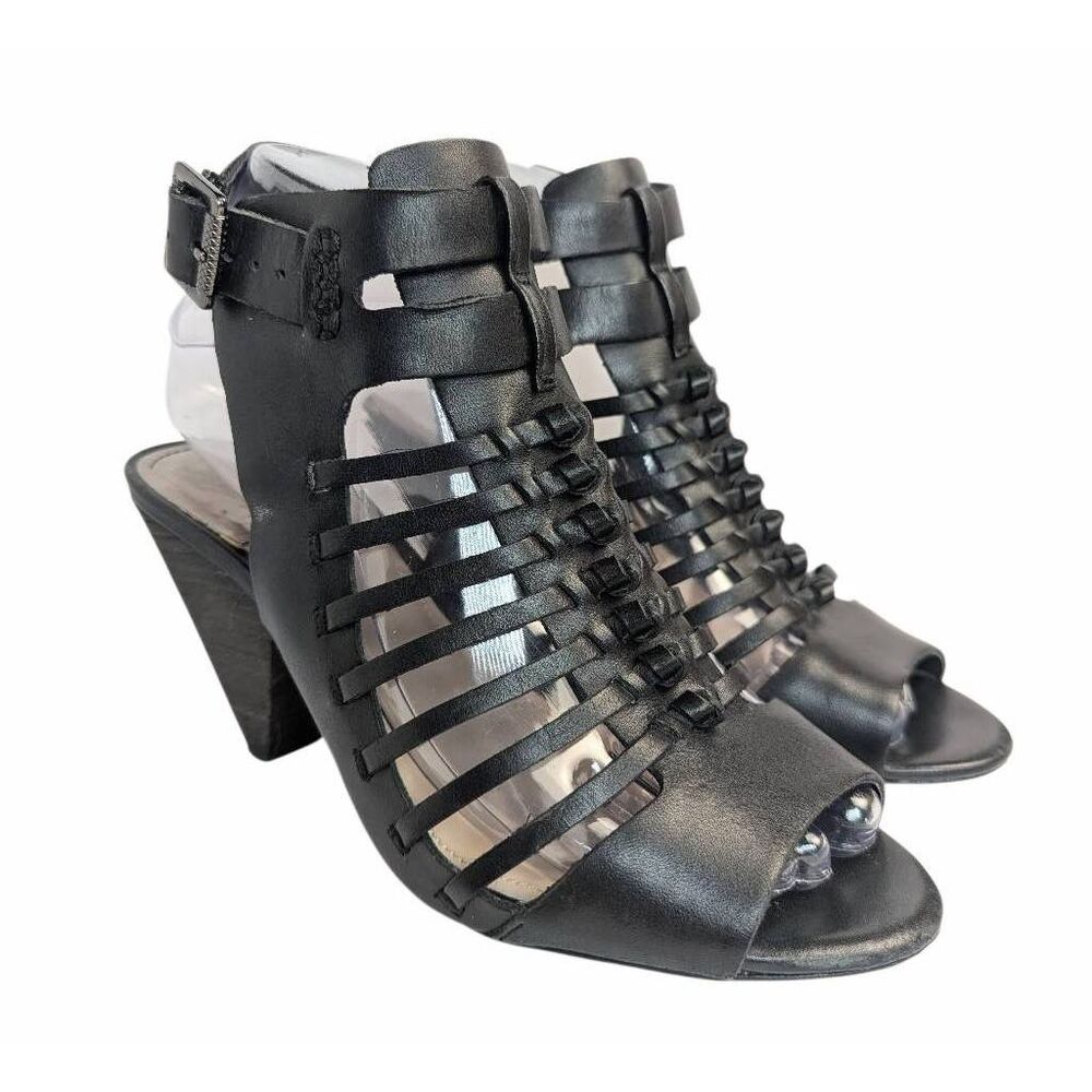 Vince Camuto Estelli black leather knotted cutout slingback heels womens 6.5